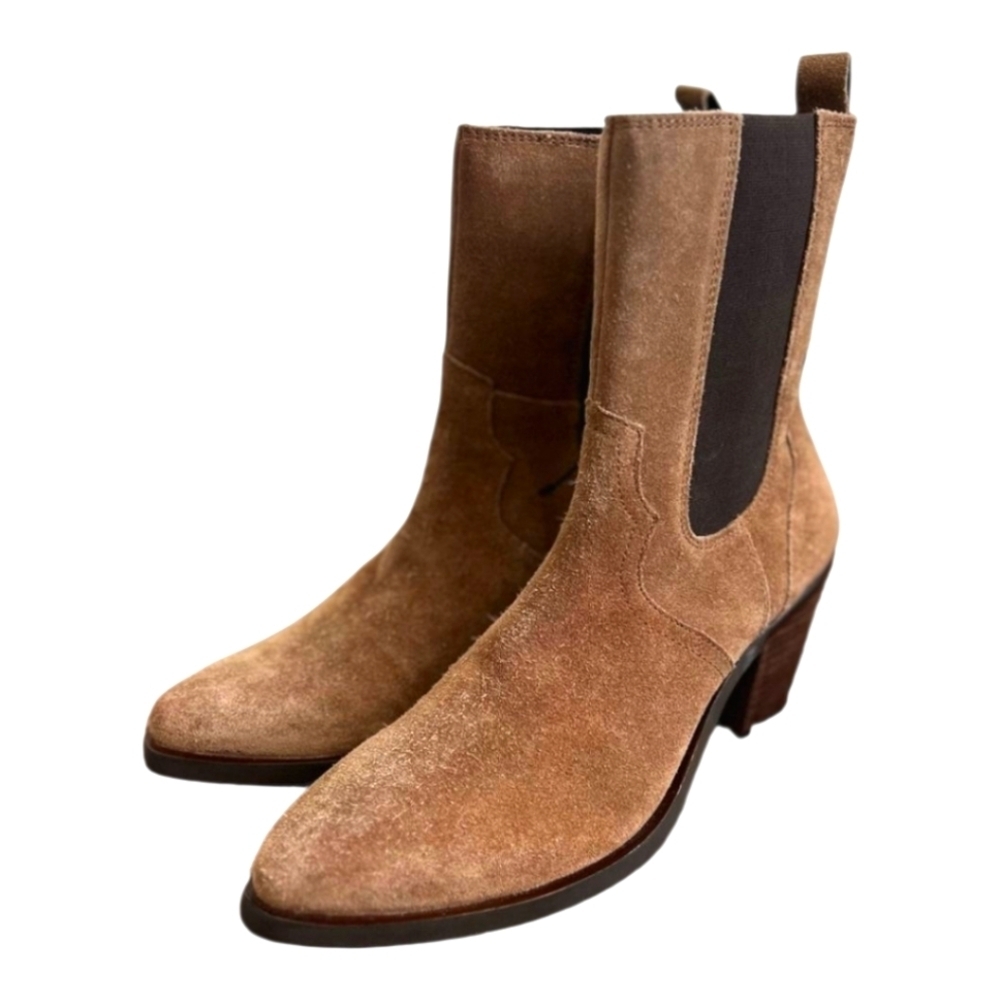 Frye Mera Suede Leather Tan Brown Chelsea Boots NWT